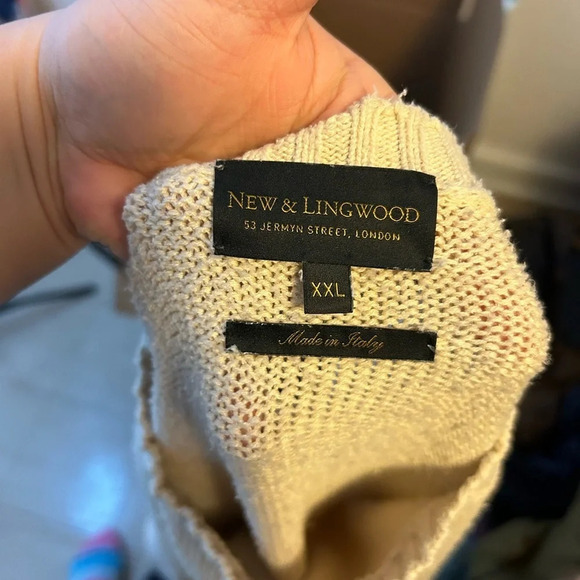 NEW & LINGWOOD MENS CREAM SILK CREW NECK SWEATER - Picture 4 of 6